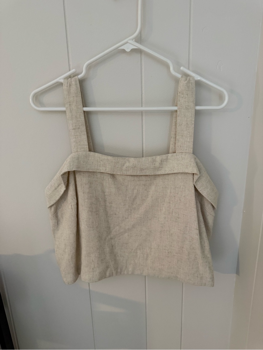 American Eagle Outfitters Linen-Blend Cropped Tank Top - Natural Cream